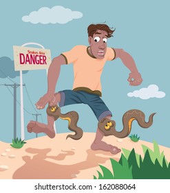 Snakes can bite you A vector cartoon illustrating a dangerous situation.