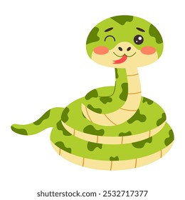 Snakes celebrating the New Year 2025. Fun holiday animal designs for festive use.