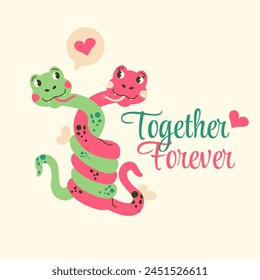Snakes character Valentine's Day poster is forever together