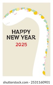 Snakes with colorful patterns. Template material for New Year's greeting card for the year of the snake.