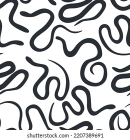 Snakes dark silhouettes. Seamless pattern, vector illustration