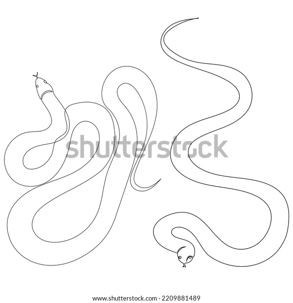 Snakes Drawing One Continuous Line Isolated Stock Vector (Royalty Free ...