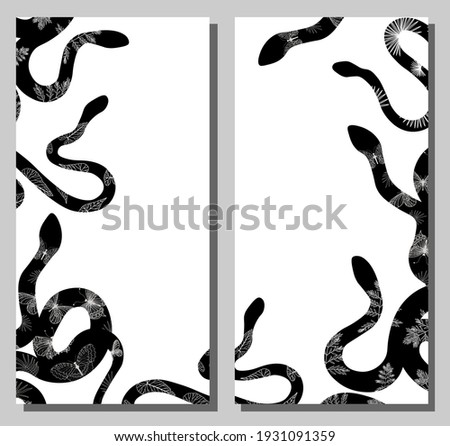SNAKES. FRAME made of snakes. Vector illustration. Tropical poisonous animals. Poster or banner template.