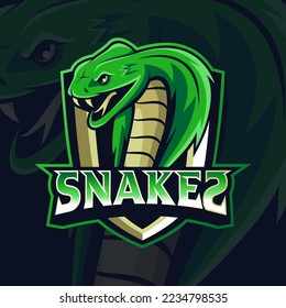 Snakes head shield mascot logo good use for symbol identity emblem badge and more