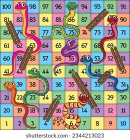 Snakes and ladders game board. Vector #Ad , #spon, #ladders#Snakes#game#Vector