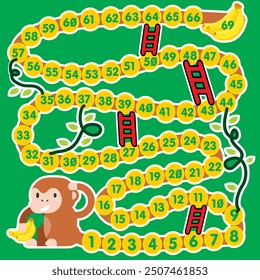 snakes and ladders board game with a monkey animal theme