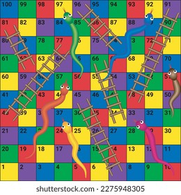 Snakes and Ladders Board Template Printable Vector