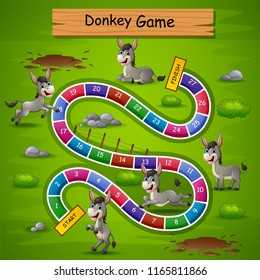 Snakes and ladders game donkeys theme