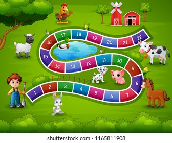 Snakes and ladders game farm theme