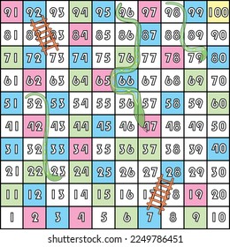 Snakes and ladders game, snakes and ladders isolated on a separate layer, vector image