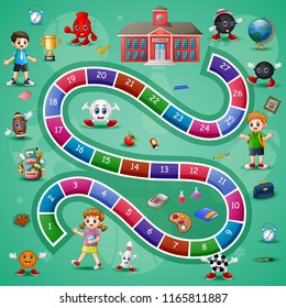 Snakes and ladders game school  theme