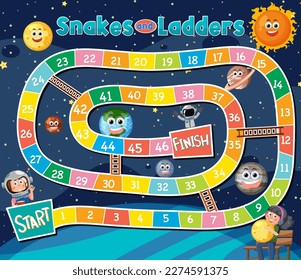 Snakes and ladders game template illustration