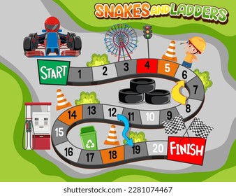 Snakes and Ladders Game Template illustration