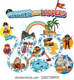 Snakes and Ladders Game Template illustration