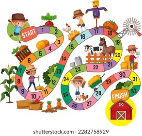 Snakes and ladders game template illustration