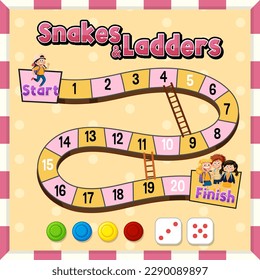 Snakes and Ladders Game Template illustration