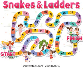 Snakes and Ladders Game Template illustration