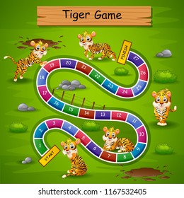 Snakes ladders game tiger theme