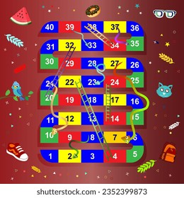 Snakes and ladders game vector illustration, funny design concept. Eps 10