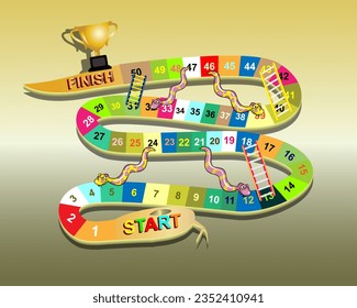 Snakes and ladders game vector illustration, funny design concept. Eps 10