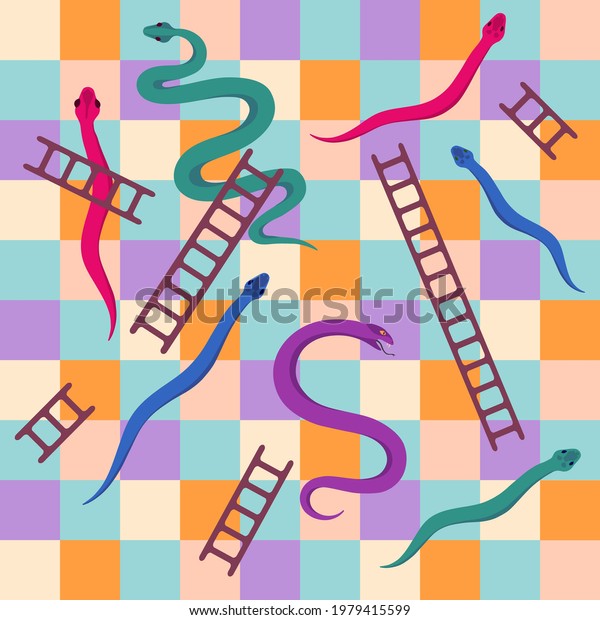 Snakes and\
ladders. Kids dice board game. Climbing puzzle map for children\
play activity. Fun traveling boardgame cartoon vector template.\
Illustration children game, boardgame\
leisure