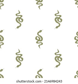 Snakes seamless pattern. Snakes elongated, legless, carnivorous reptiles. Wild West theme. Hand drawn colored trendy Vector illustration. Wildlife concept.