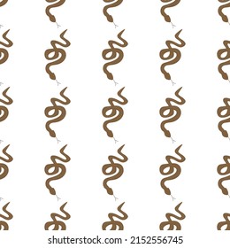Snakes seamless pattern. Snakes elongated, legless, carnivorous reptiles. Wild West theme. Hand drawn colored trendy Vector illustration. Wildlife concept.