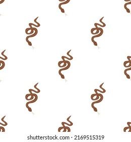 Snakes seamless pattern. Snakes elongated, legless, carnivorous reptiles. Wild West theme. Hand drawn colored trendy Vector illustration. Wildlife concept.