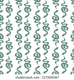 Snakes seamless pattern. Snakes elongated, legless, carnivorous reptiles. Wild West theme. Hand drawn colored trendy Vector illustration. Wildlife concept.