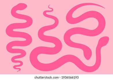 Snakes shapes silhouettes simle collection. Graphic abstract serpent body designs. Vector reptile set.