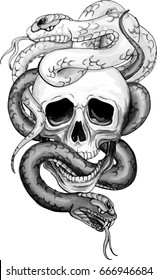 snakes skull tattoo