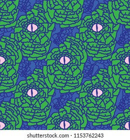 Snakeskin Eye Graphic, Vector Pattern Background Seamless, Hand Drawn Animal Illustration for Trendy Home Decor, Nature Gift Wrap, Modern Fashion Prints Serpent Stationery, Green Blue Pink Trend Color