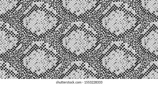 Snakeskin And Leopard Pattern . Fashion, Seamless Monochrome Black And White Ornament In Vector, Print.