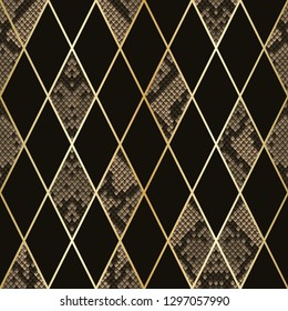 Snakeskin Luxury Geometric Seamless Pattern. Vector Background