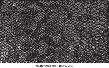 Snakeskin pattern imitation. Lines and spots structural texture. Cool and artsy faux leather background. Abstract vector illustration. Black isolated on white. EPS10 