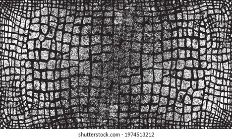 Snakeskin pattern imitation. Lines and spots structural texture. Cool and artsy faux leather background. Abstract vector illustration. Black isolated on white. EPS10 