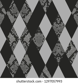 Snakeskin Reptile Geometric Seamless Pattern. Vector Background