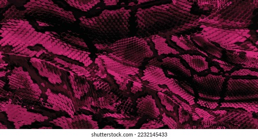 Snakeskin seamless pattern. Repeatable design of abstract wildlife skin in pink color. Vector illustration