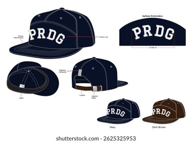 SNAP BACK CAPS WITH PRDG APLICATION EMBROIDERY WITH COMBO COLOUR
