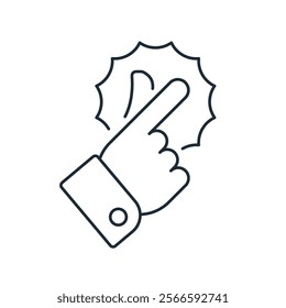 Snap, click  fingers. Quick check. Vector linear icon illustration isolated on white background. 