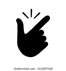 Snap finger like easy icon in flat style. Gesturing symbol isolated on white. Female or male make flicking fingers. Simple abstract icon in black. Vector illustration for graphic design, logo, Web, UI