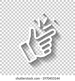 Snap finger, sign of easy, simple icon. White linear icon with editable stroke and shadow on transparent background