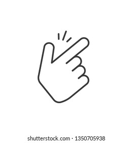 Snap fingers vector icon, thin line outline art style snapping thumbs gesture symbol isolated on white, finger click signal