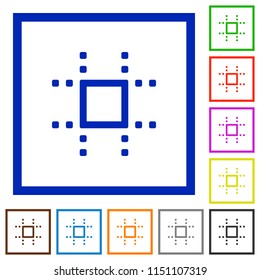 Snap to grid flat color icons in square frames on white background