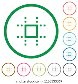 Snap to grid flat color icons in round outlines on white background