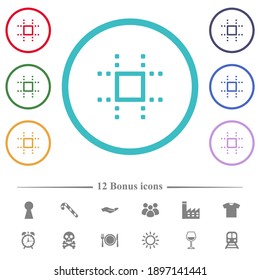 Snap to grid flat color icons in circle shape outlines. 12 bonus icons included.