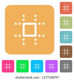 Snap to grid flat icons on rounded square vivid color backgrounds.