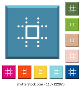 Snap to grid white icons on edged square buttons in various trendy colors