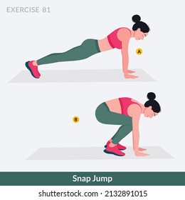 Snap Jump exercise, Woman workout fitness, aerobic and exercises.