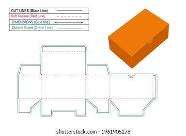 Snap Lock Bottom auto bottom closer box and holding knotch dieline template   vector 3D render box  resizable box